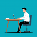 Free office worker computer vector
