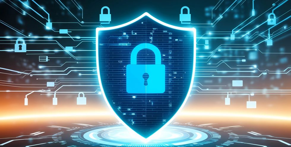 Free ai generated cybersecurity digital shield illustration